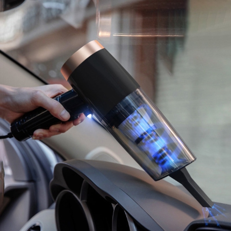 12V Car Vacuum Cleaner 120W Wet Dry Dual Use Portable Car Vacuum Cleaner High Power 3 in 1 Aromatherapy Lamp: Black