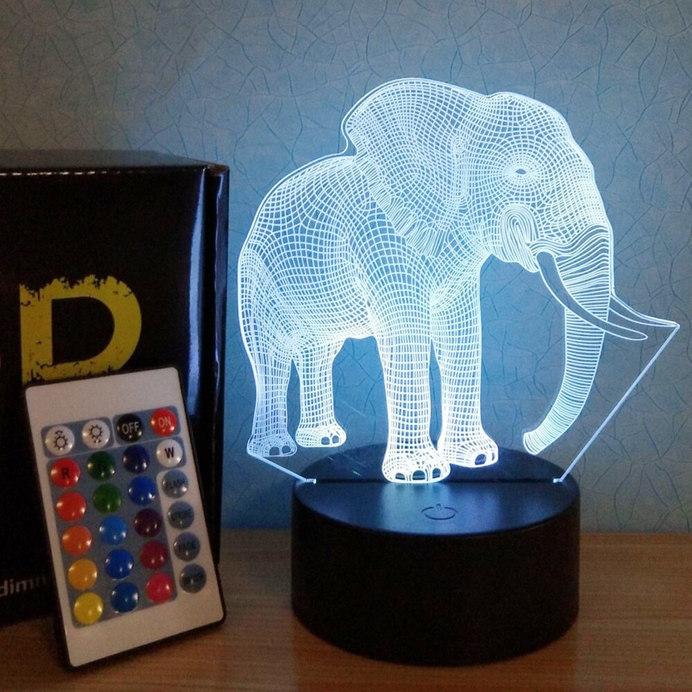 3d magic touch elefant natlys farverige skiftende led bordlampe stue bar indretning lys: Berøring og controller