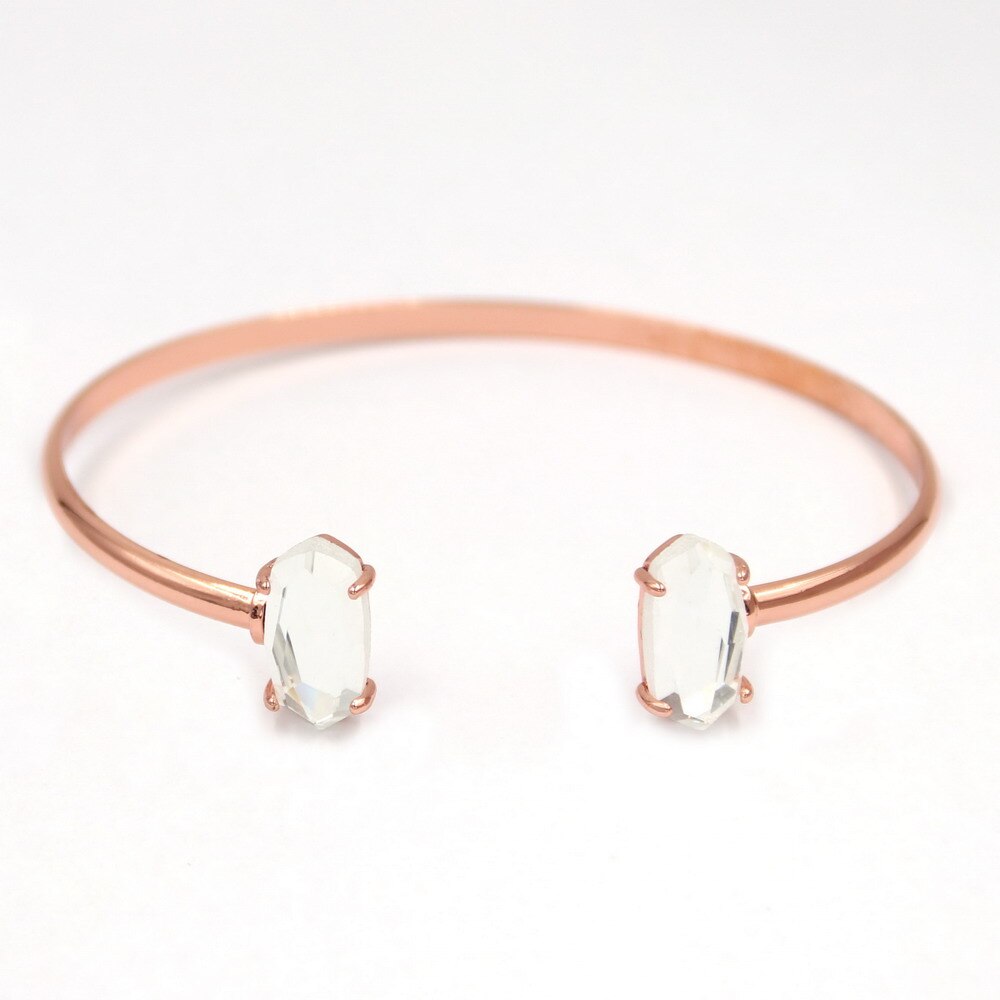 Cristal jóias dichroic cristal pulseira pulseira moda grande manguito bangle para mulher: ROSE GOLD CLEAR