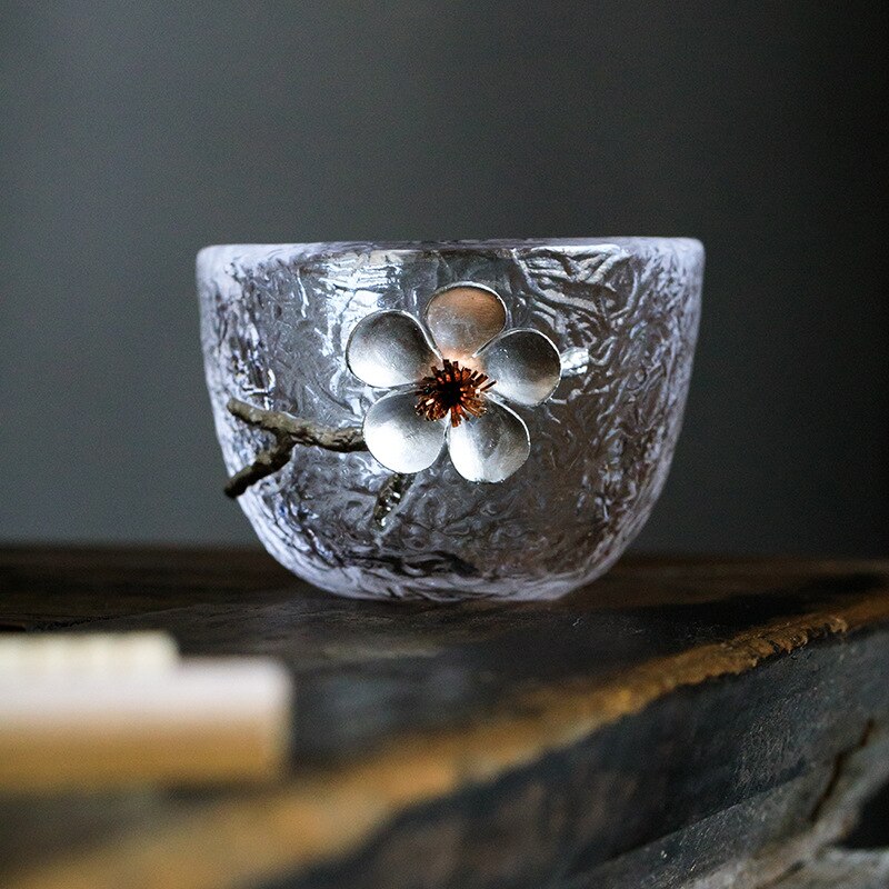 Hammarformad glas tekopp japansk stil plåtblomma högtemperaturglas tekopp exklusiva dekorativa koppar