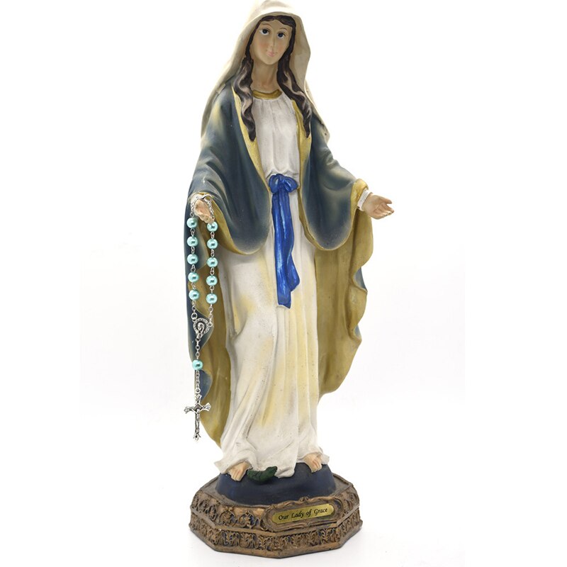 Lichtblauw Imitatie Parel Rozenkrans Armband Katholieke Jesus Cross Hangers Virgin Dame Van Guadalupe Armbanden Voor Vrouwen Sieraden