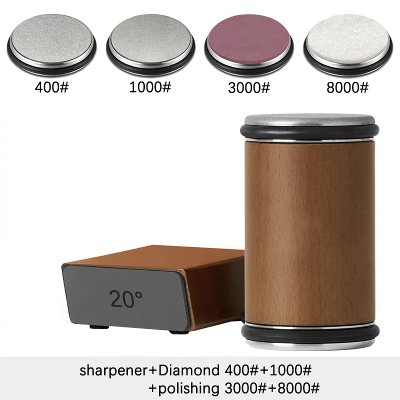 Rolling Knife Sharpener Magnetic Knife Holder Sharpening Stone Kit With 15/20° Degrees Angle Roller Kitchen Whetstone Accessory: Beige