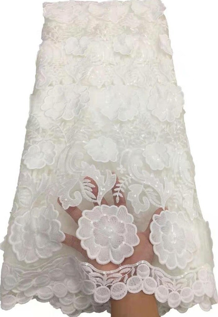 Latest African Lace Fabric African French Net With Sequins Embroidery Tulle Lace For Dresses Women YTB152