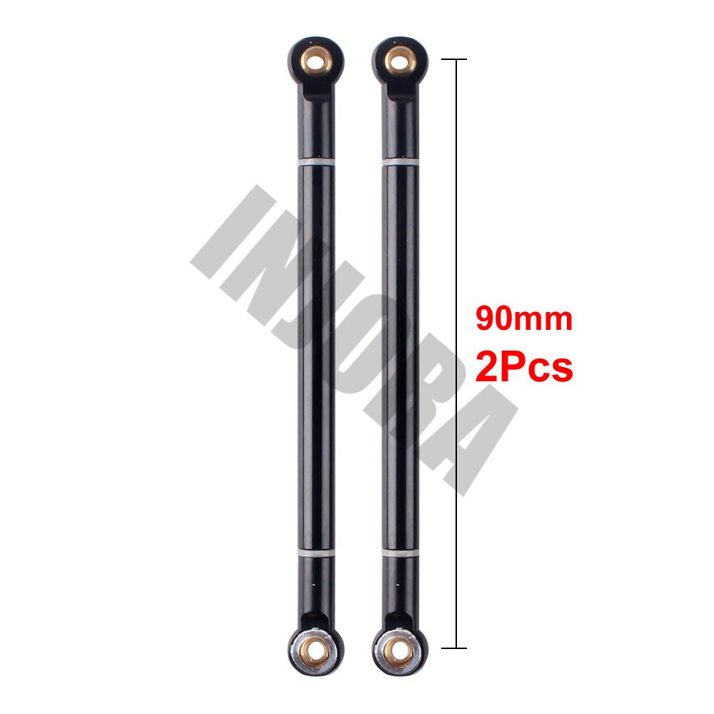 2PCS RC Car 70 80 90 100 110 120 130MM Red/Black Aluminum Alloy Link Rod for 1/10 RC Crawler Axial SCX10 D90 Upgrade Parts: 90MM Black