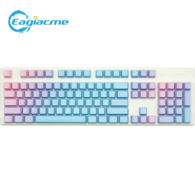 Teclas de gradiente PBT OEM para teclado mecánico, 104 teclas, grabado lateral opaco, teclas universales para teclado de juego, interruptor MX: D blue Side engraved