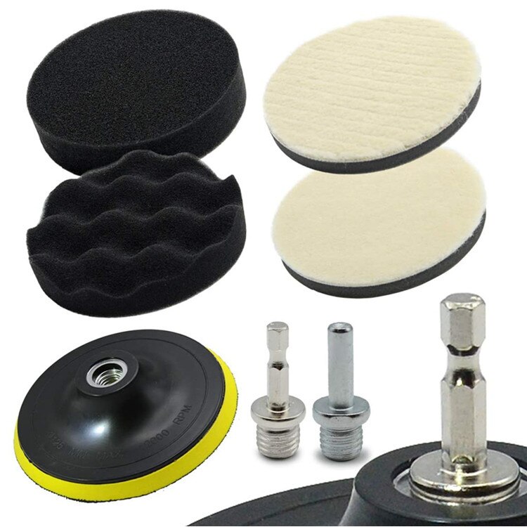 Pulidores de coche y juego de amortiguadores, almohadillas de pulido para taladro , cera para pintura, pulido, almohadilla de esponja compuesta, Kit de pulidores de coche: 7pcs