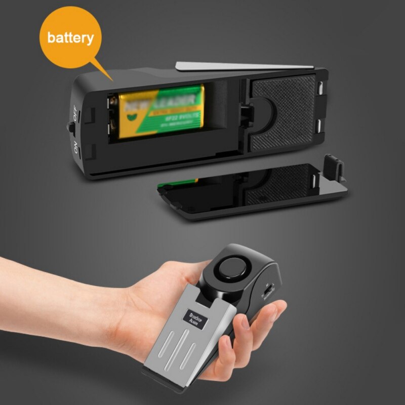 Mini Wireless Vibration Triggers Wedge-shaped Door Stop Alarm Home Security System Door Stop Alarm Blocking System