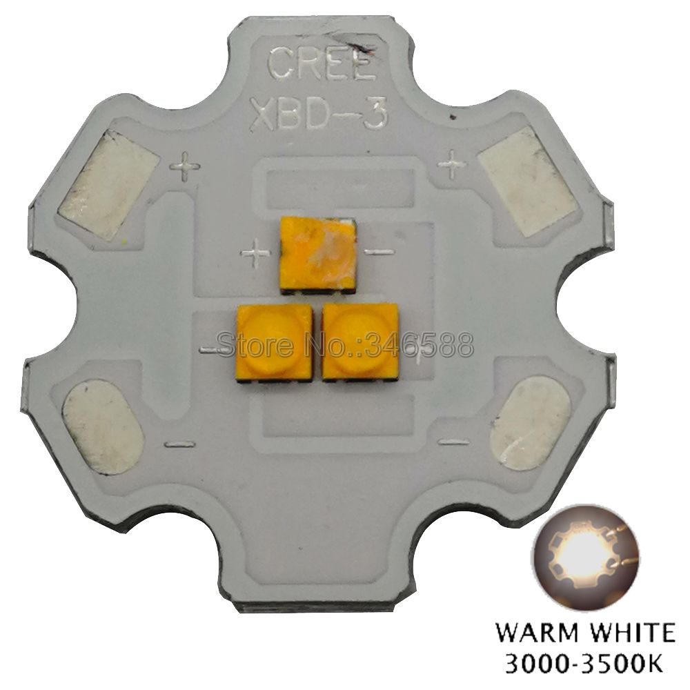 Cree XBD XB-D 3Leds Led Emitter Lamp Light White Warm White Red Green Royal Blue Yellow 9V Intergrated LED Light Source: Warm White