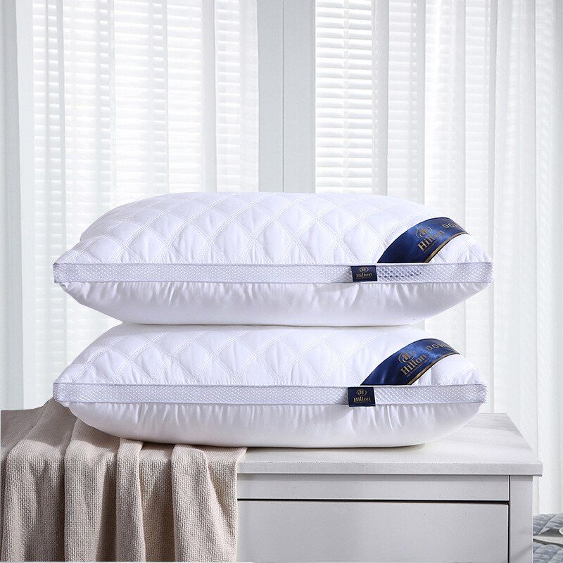 Wit Bed Kussen Slaapkamer Beddengoed, Vijf-sterren Hotel Kussen 3D Katoenen Kussen, drie-Dimensionale Gewatteerde Cervicale Zacht Kussen: white / 48x74cm600g low
