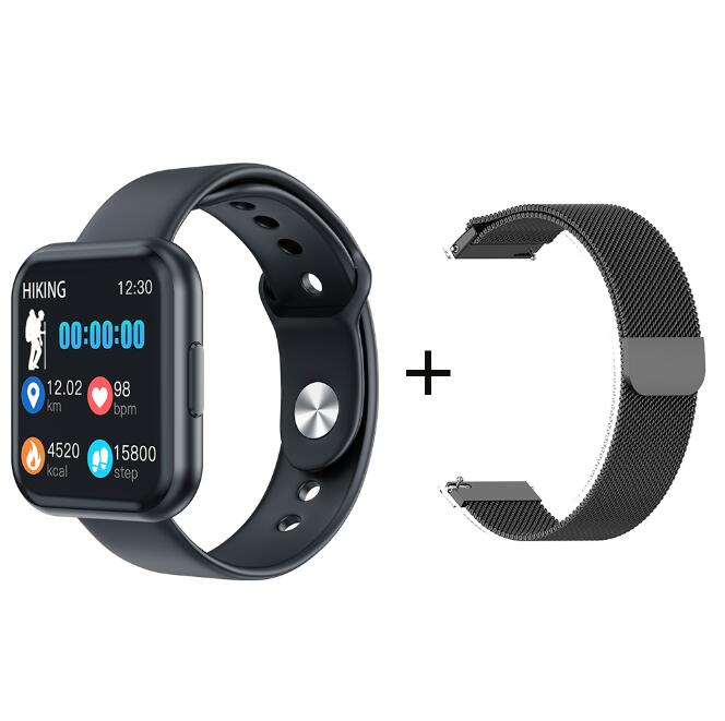 Montre intelligente Android montres pour femmes Bracelet de Fitness hommes SmartWatch moniteur de fréquence cardiaque Sport Bracelet pour iphone Pk P80 P70: add black steel