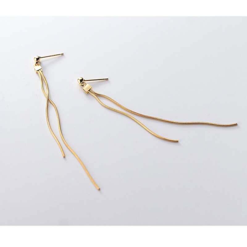 La Monada Dangling Hanging Earrings For Women Silver 925 Real Woman Snake Chain Korean Earrings Minimalist Female Women: Gold