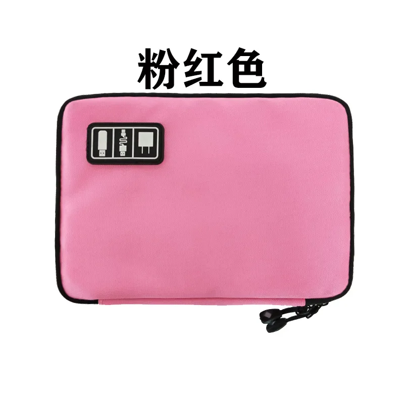 Sac de rangement de câbles, organisateur électronique numérique étanche, sac de rangement de prise de chargeur de ligne de données USB Portable, organisateur de câbles de voyage: Rose
