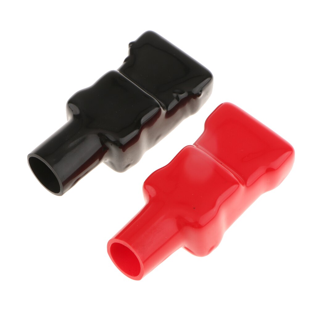 2x Zacht Plastic Batterij Terminal Laarzen Isolerende Protector Cover Black & Red