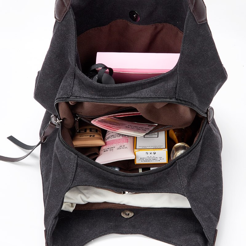 DIDA BEAR femmes toile sacs à main femme Hobos unique sacs à bandoulière Vintage solide multi-poches dames Totes Bolsas