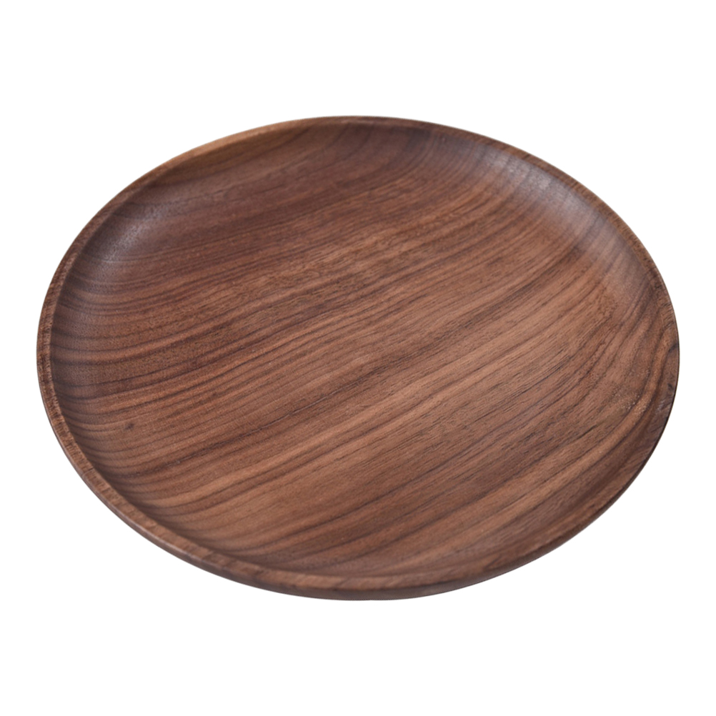Multi-functional Fruit Plate Wooden Food Serving Plate Fruit Snack Holder Beech disk dinner plate dry fruit tray snack plate: Brown