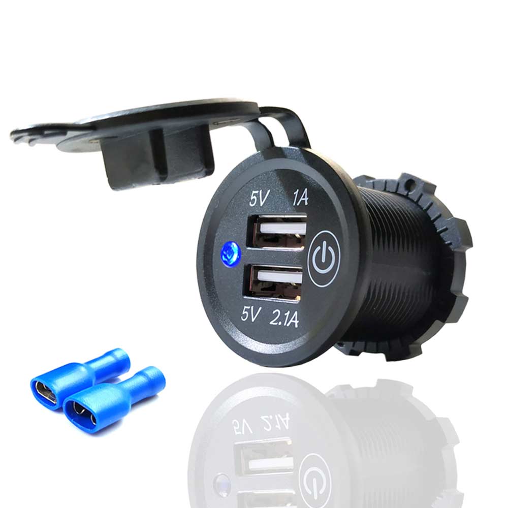 Universele 5V 1A/2.1A Dual USB Sigarettenaansteker Power Adapter Outlet Plug Voor Motorcycle Auto Boot 12 V-24 V