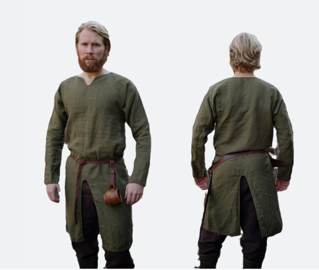 Medieval Linen Tunic Men's Men's Linen Shirt, V-Neck Shirt, Long Sleeve Casual Summer Shirt, Button Cuff
