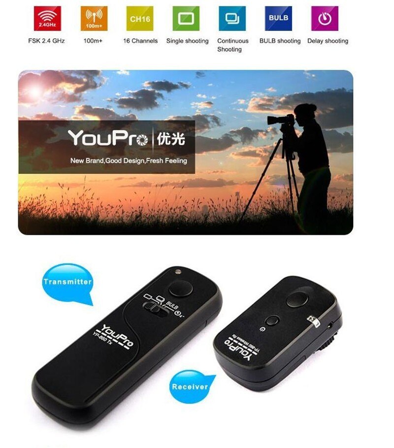YouPro – télécommande de volet sans fil 2.4G, pour A900 A850 A700 A580 A560 A450 A300 A200 A100 A77 A65 A57 A55 A37 A35
