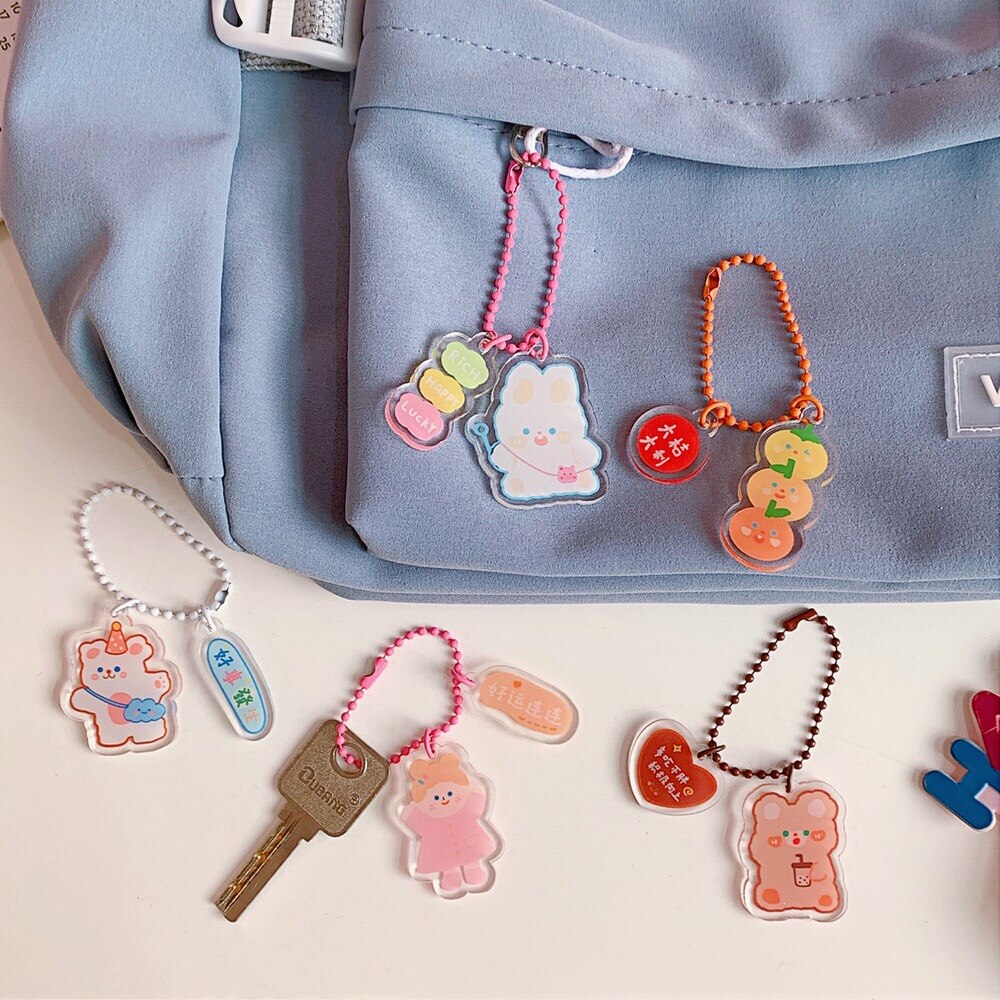 Bags Accessory 2pcs Kawaii Korea Japan Girls Key Chain Ring Children Bag Sccessories Milkjoy Bentoy