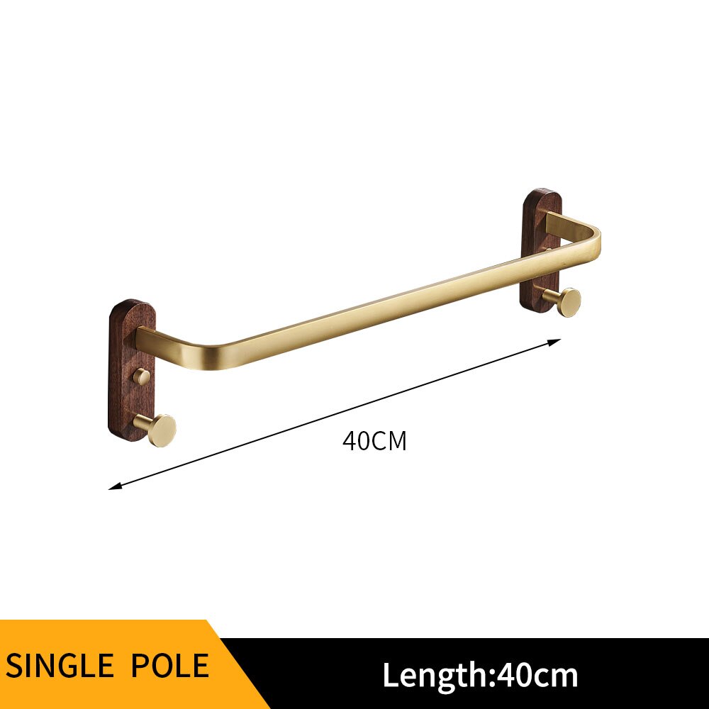 Portasciugamani da bagno in legno di noce in alluminio porta asciugamani da bagno porta mensola in legno porta asciugamani per bagno: singolo pole 40cm