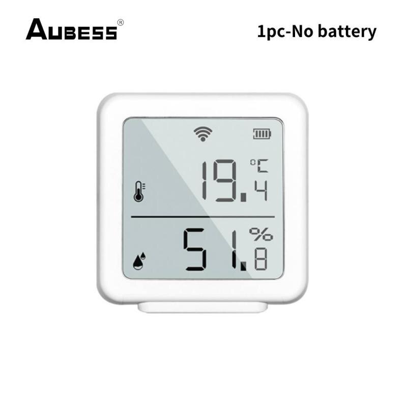 Tuya WiFi Temperature And Humidity Sensor With LCD Screen Display Alarm Push Work With Alexa Google Assistant Smart Life APP: 1pc