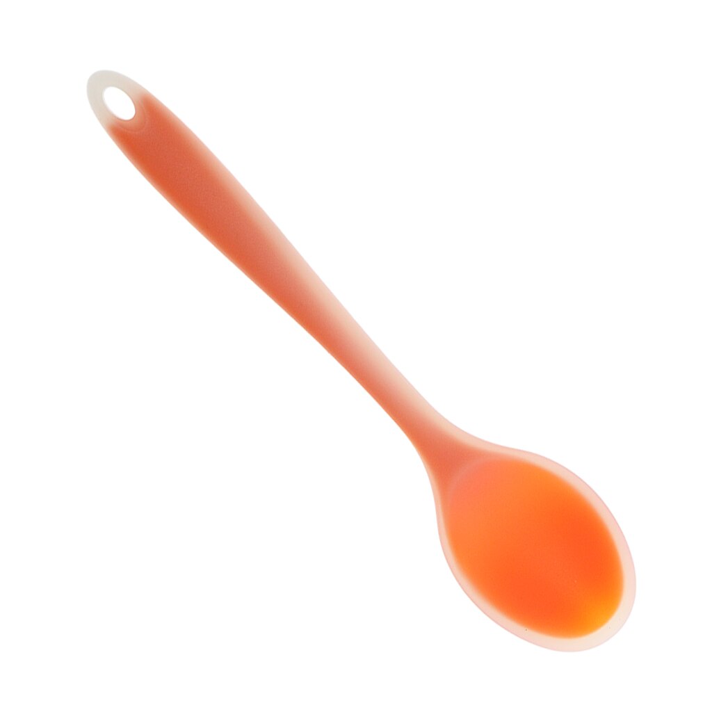 Dinner Table Soup Spoon Silicone Tablespoon Long Handle Flatware 20.5x4.5cm: Orange 1