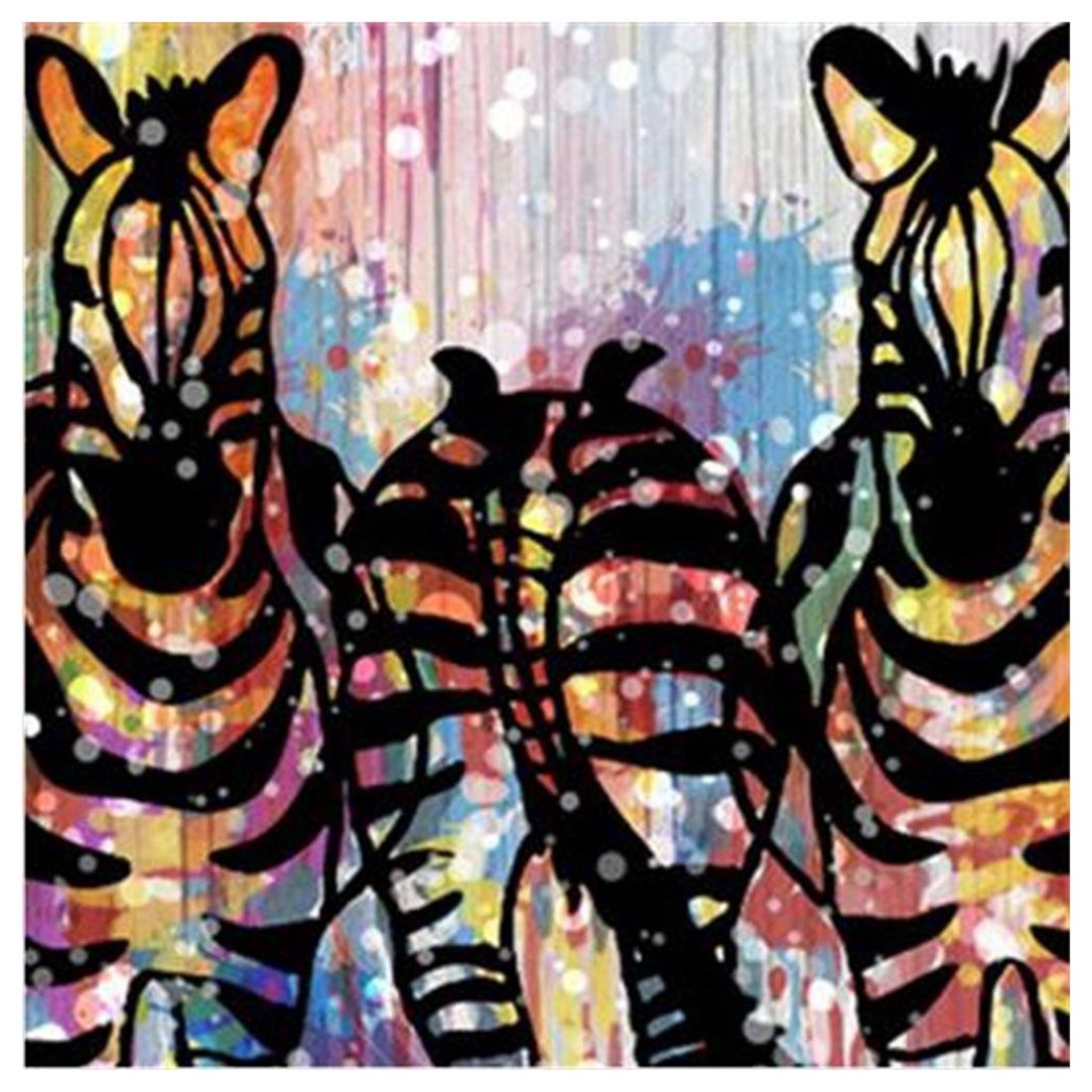 Ppyy -fire kun zebra - maleri dyr lærred farverig heste dekoration abstrakt kunst hjem dekorationer væg klar til at hænge