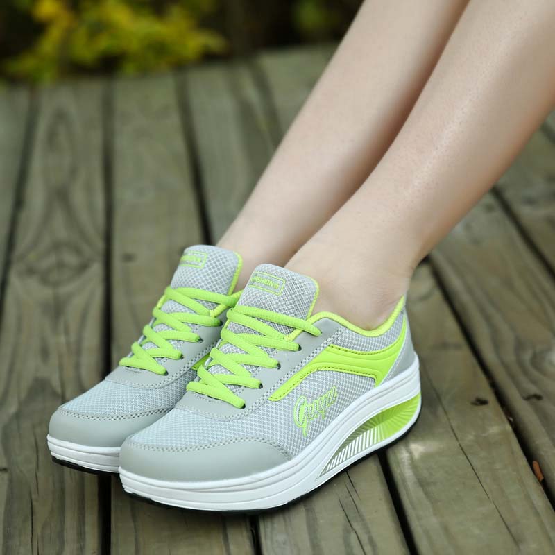 VTOTA Women Wedges Sneakers Platform Shoes Height Increasing Spring Lace-Up Mesh Walking Shoes Footwear tenis feminino