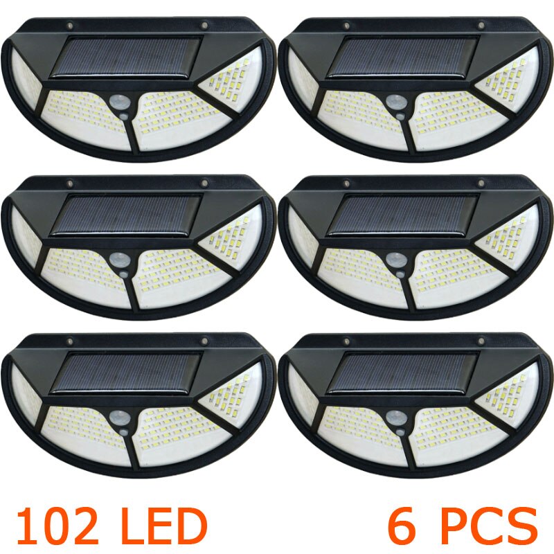 Semicircle 4 sides 102LEDs 3 modes glow motion sensor solar wall light Yard Path Home garden solar energy Induction street lamp: moon blue
