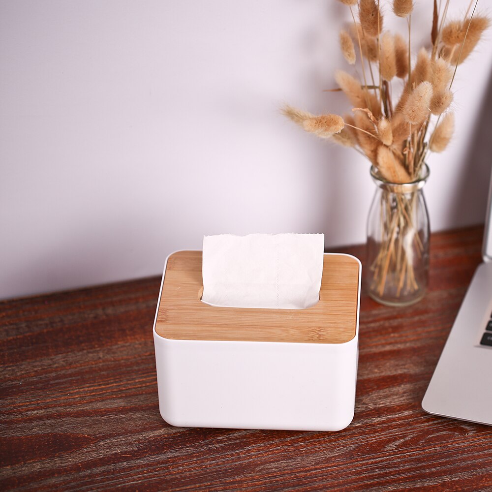 Moderne Tissue Box Servet Case Weefsels Papier Rolhouder Met Natuurlijke Bamboe Cover Plaat Ronde Tissue Box Voor Thuis Kantoor hotel
