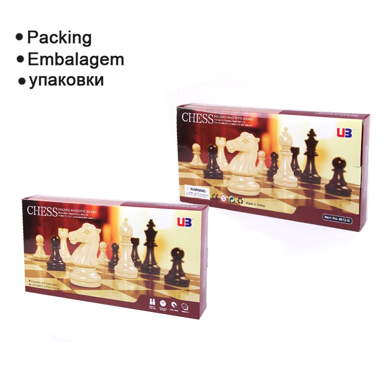 BSTFAMLY plastic chess set, portable international chess, folding chessboard magnetic chess game king height 50/65/81 mm I5