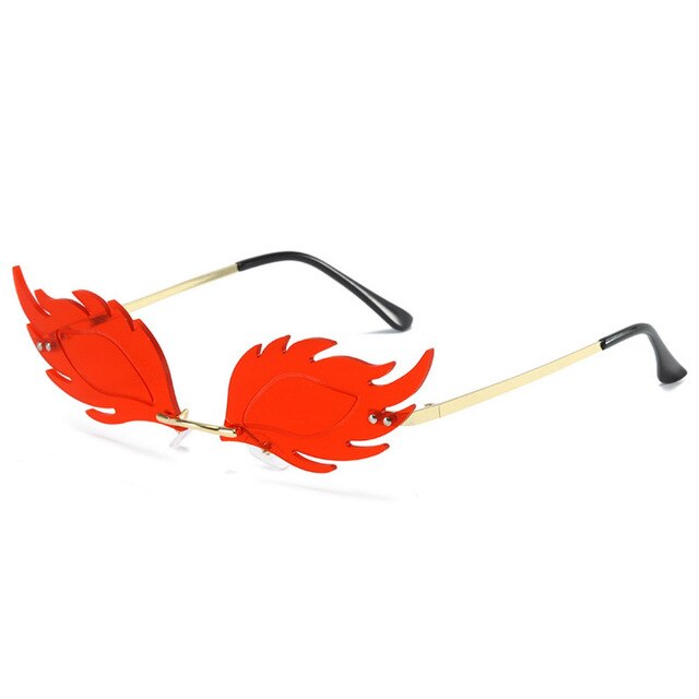Feuer Flamme Sonnenbrille Frauen Männer Randlose Spiegel Brillen Luxus Trend Schmale Sonnenbrille Streetwear: rot