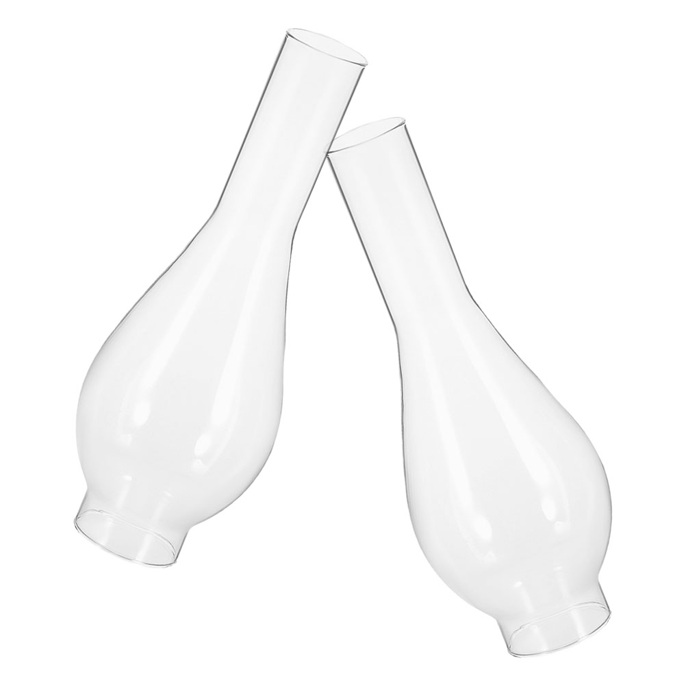 2 Pcs Glass Oil Lamp Chimney Antique Clear Kerosene Lamp Shade Replacement Vintage Lantern Covers Lighting Accessories