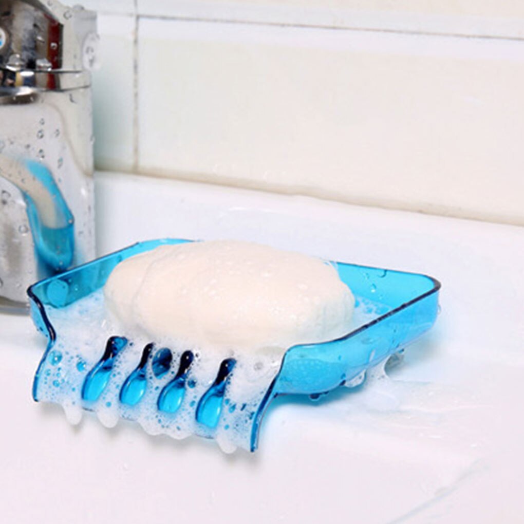 Suction Cup Water Drain Soap Dish Tray Non Slip Soap Box Toilet Shower Tray sponge Draining Racks Bathroom Accessories