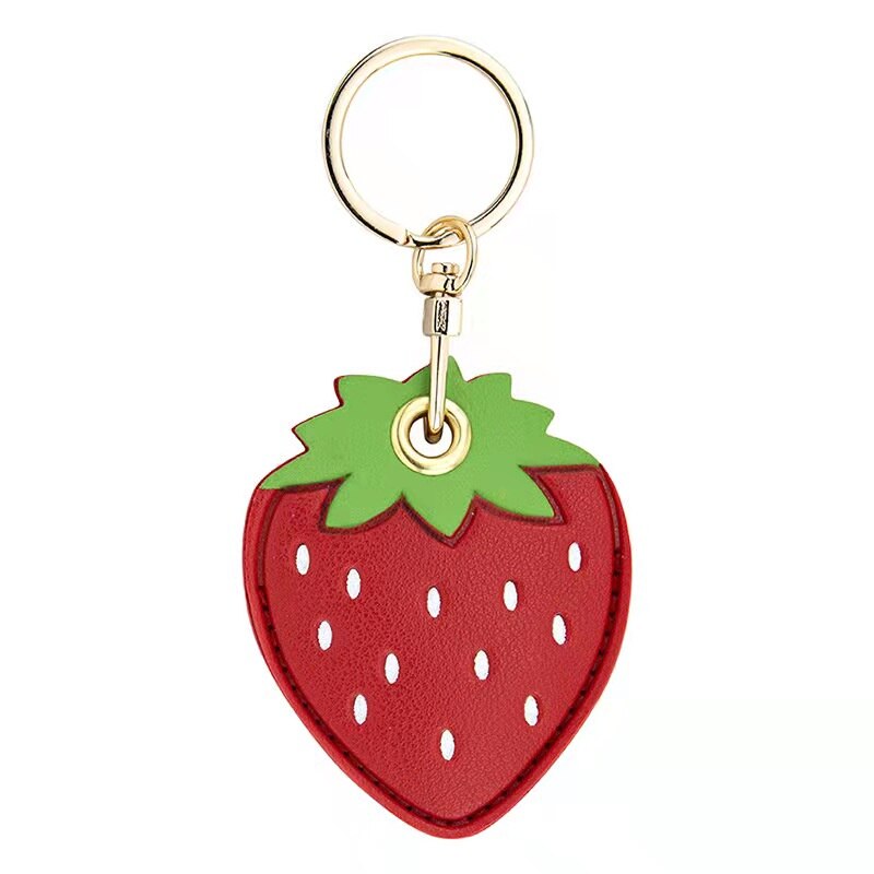 Sød jordbær citron etui til æble airtag beskyttelse pu læder cover vedhæng gps anti-tabt nøglering etui hunde kattehalsbånd: D