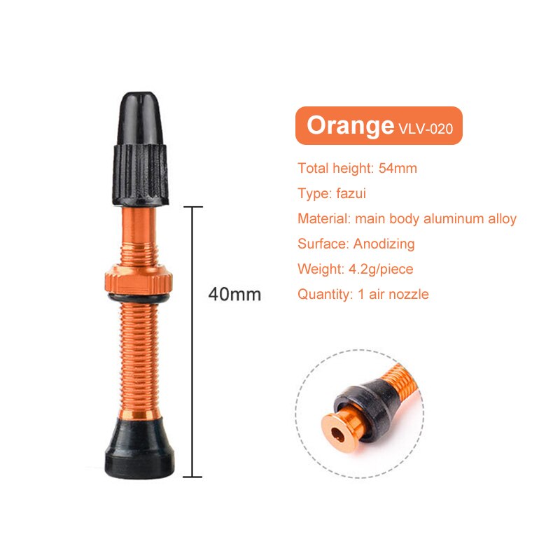 Bicycle 1Pair 40/60/80mm Valve for Road Bicycle Tubeless Tires Brass Alloy Tubeless Sealant Compatible: 40cm orange