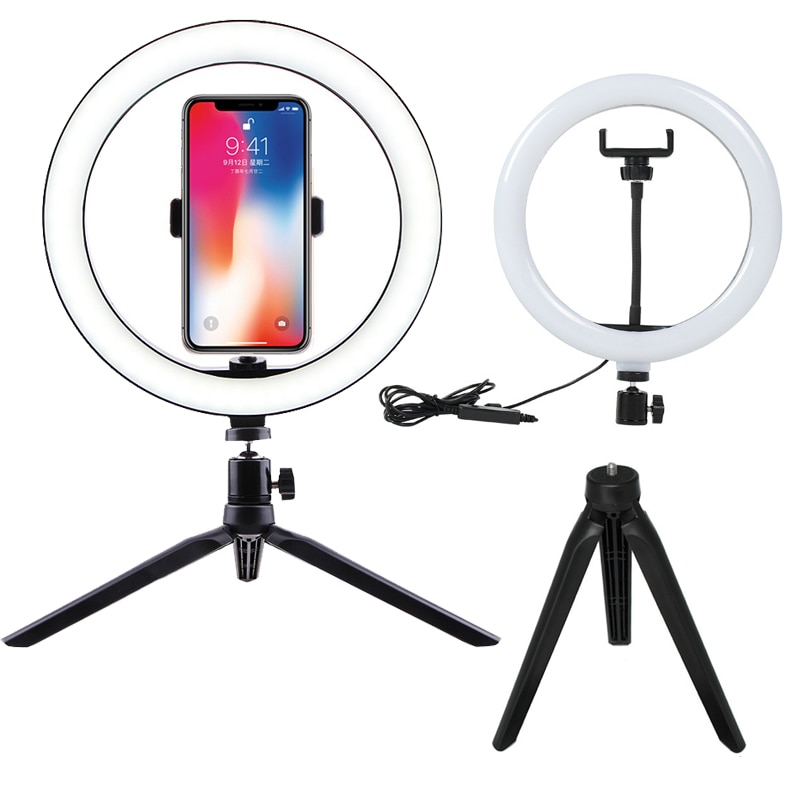 10Inch Dimbare Led Selfie Ring Licht Studio Fotografie Foto Vullen Ring Licht Met Statief Voor Iphone Smartphone Studio Make-Up