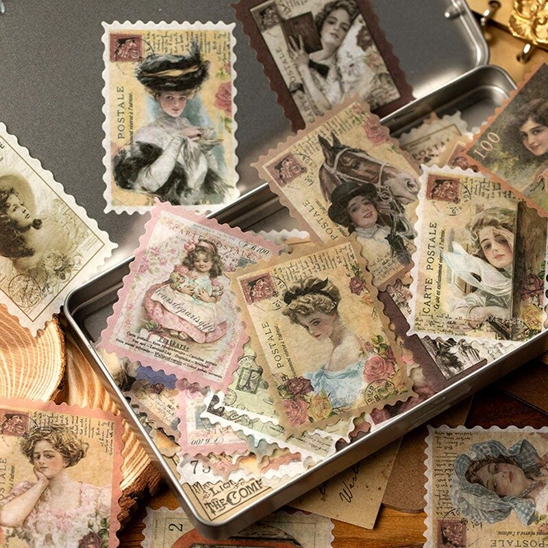 480Pcs Vintage Postzegel Stickers, Esthetische Botanische Deco Papier Sticker Voor Scrapbooking, Journaling, Planners