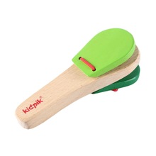 Orff world Lovely Castanets Kids Child Baby Wooden Castanet Clapper Handle Musical Instrument Preschool Early Educational Toy