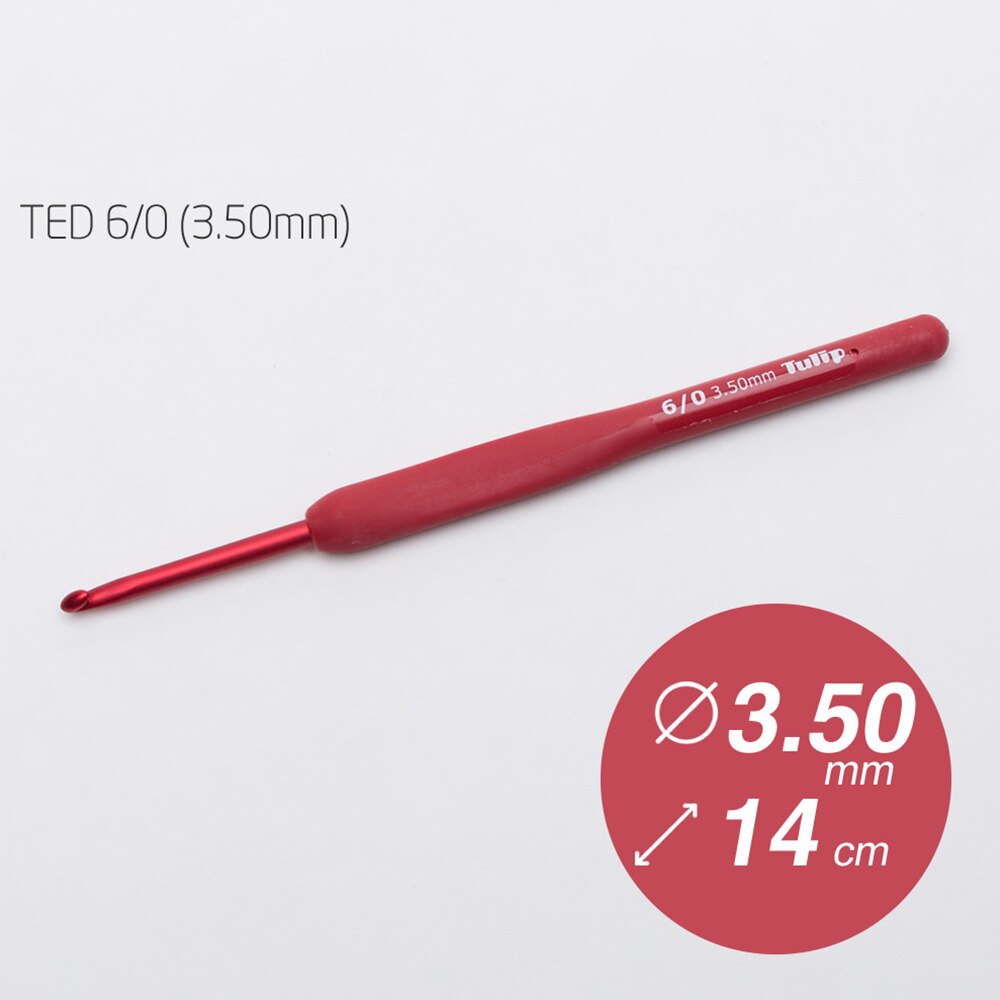 1PC Japan Tulip Brand Red Crochet Hook Aluminum Resin Knitting Needles Original authentic Upscale Imported Dia 1.8-6.5mm MMHXQ: 3.5mm