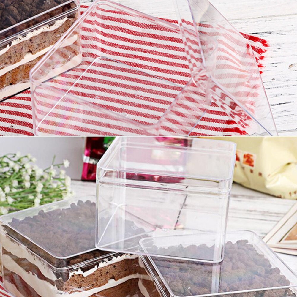 10Pcs Clear Dessert Container Mille Crêpe Cake Dozen Met Deksel Ijs Cupcake Case