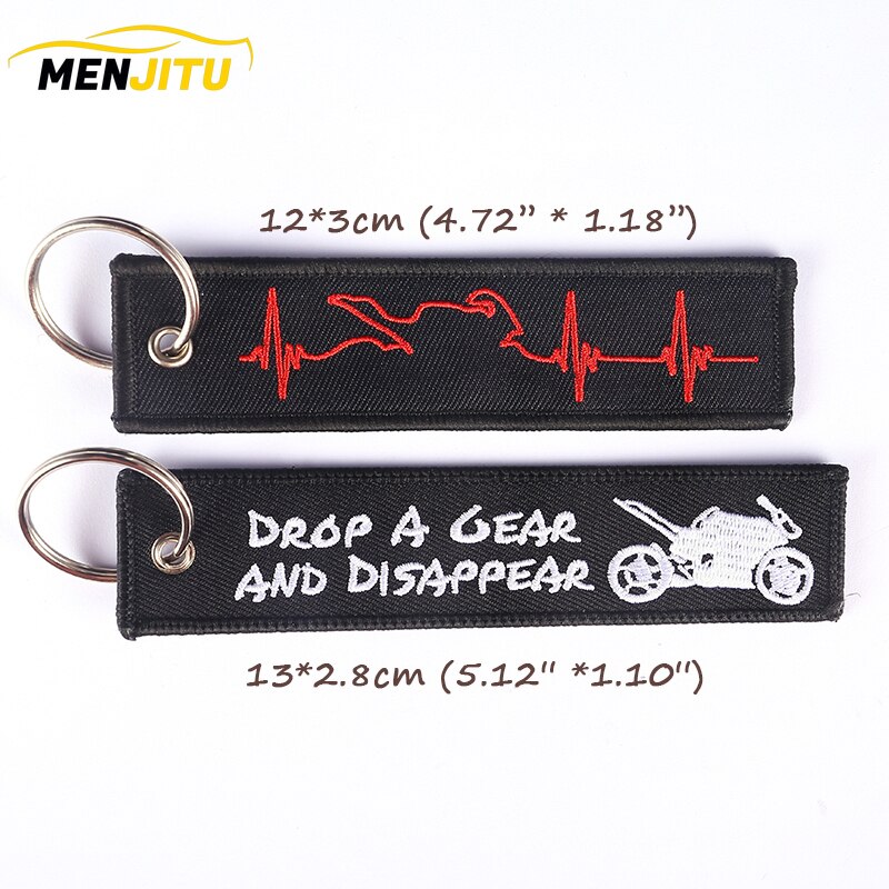 Sleutelhanger met hartslag voor motorrijders, sieradenborduurwerk, sleutelhanger voor auto en motorfiets.