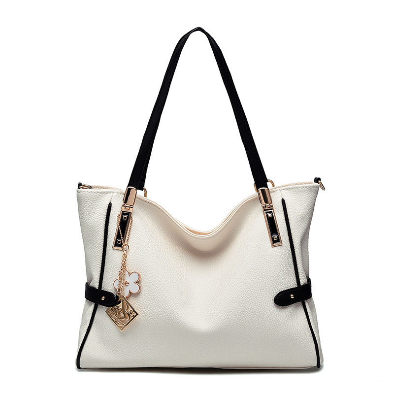 TTOU femmes gland fourre-tout décontracté dames sac à main sac à bandoulière en cuir synthétique polyuréthane grande capacité sac à main sac de banlieue femme: White