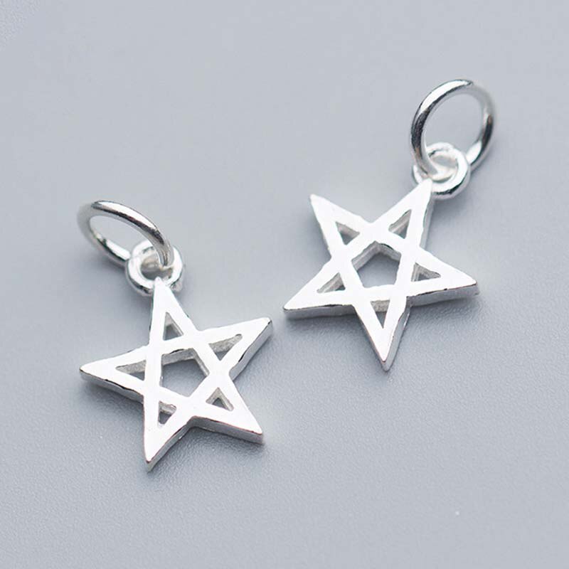 925 Sterling Silver Hollow Out Lucky Star Charms Handmade Craft S925 Silver Pendants Accessories DIY Jewelry Making For Women: Default Title