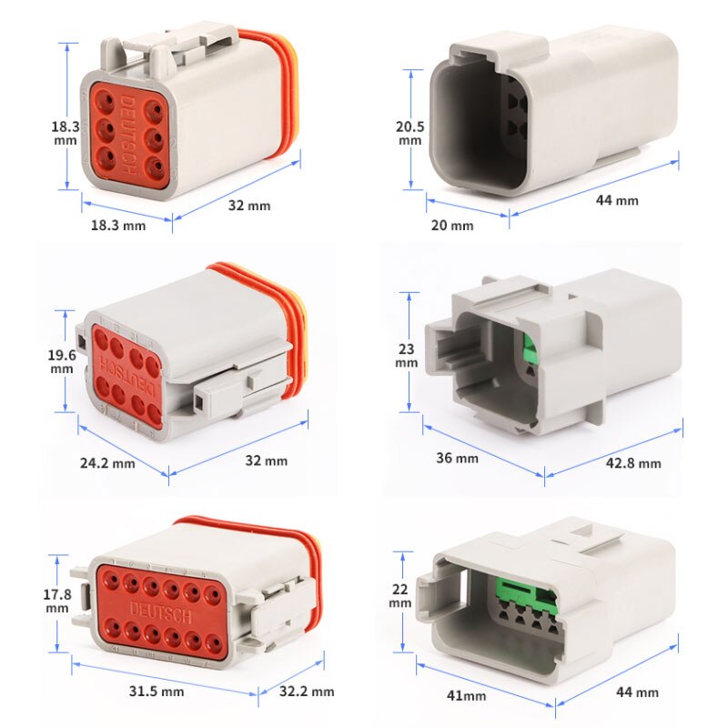1 Jeu De Connecteurs De-UTS/ch D/T Noirs DT06-2S/DT04-2P 3P 4P 6P 8P
