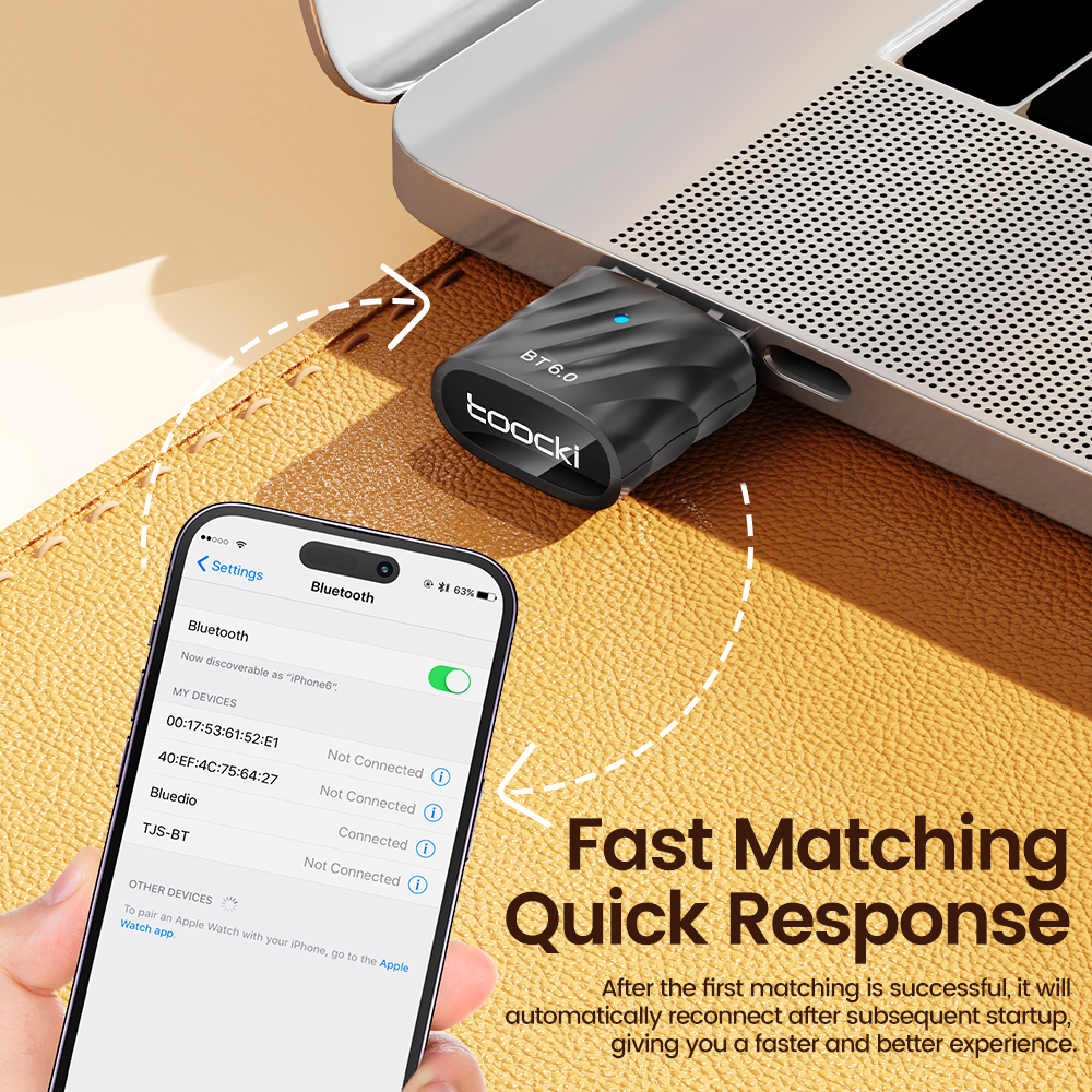Adapter USB Bluetooth 5.4 Toocki - Odbiornik Nadajnik Audio do PC, Klawiatury, Myszki, Słuchawek