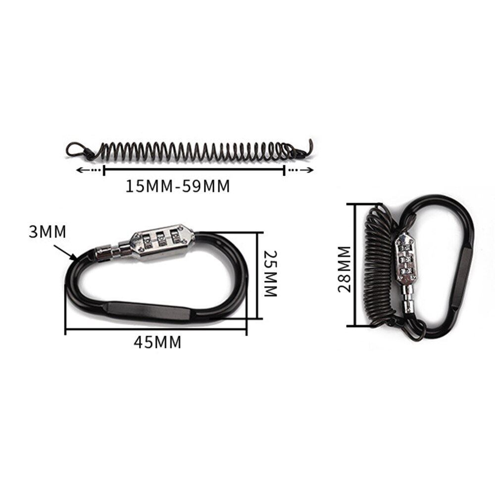 Motorcycle Helmet Lock &amp; Cable Tough Combination PIN Locking Carabiner Device Secures Your Motorbike Bicycle Scooter Crash Hat