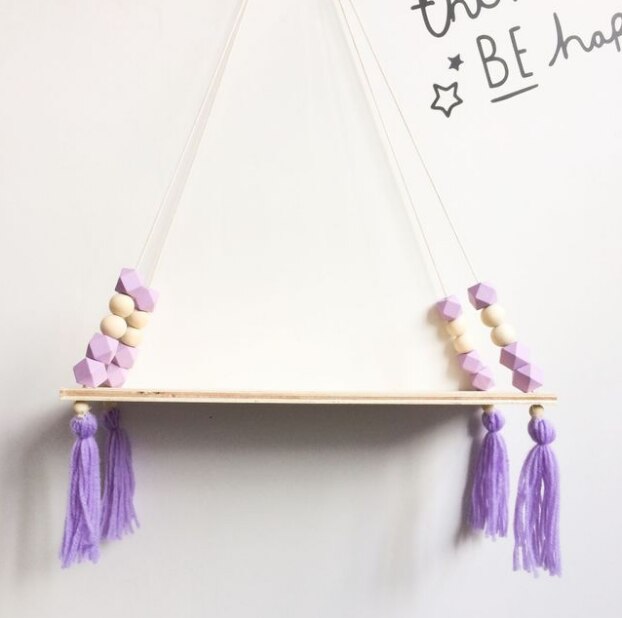 Nordic Nursery Wooden Hanging Storage Rack For Kids Room Decor Need Assemble Kids Room Decor Baby Stickers Wooden Board: 7