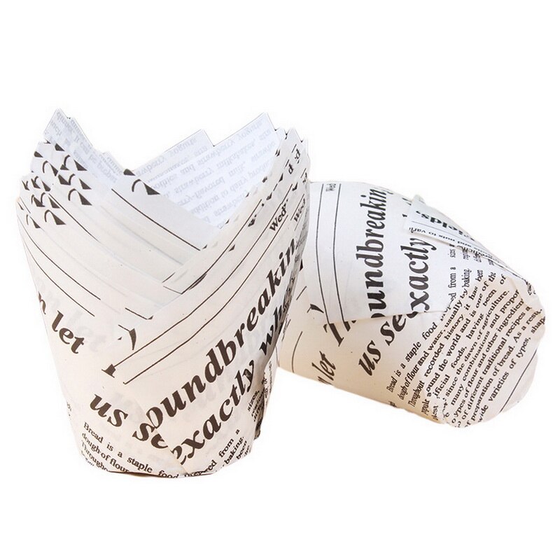 50pc gazeta styl foremka do babeczek papilotki do pieczenia na wesele Caissettes tulipan Muffin babeczka kubek papierowy olejoodporny ciasto Wrapper: 12