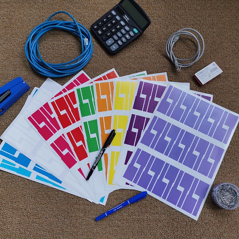 Etiquetas adhesivas para Cables de red A4, autoadhesivas e impermeables, coloridas, para organizar la identificación de Cables eléctricos